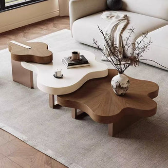 Ubud Solid Wood Walnut Cocoa Modern Luxury Coffee Table Set