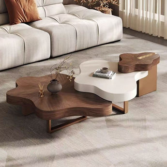 Ubud Solid Wood Walnut Cocoa Modern Luxury Coffee Table Set