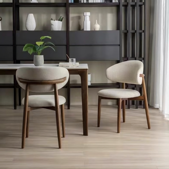 🟢 IN STOCK ANYA Linen Upholstery Solid Walnut Wood Dining Chair – Cocoa