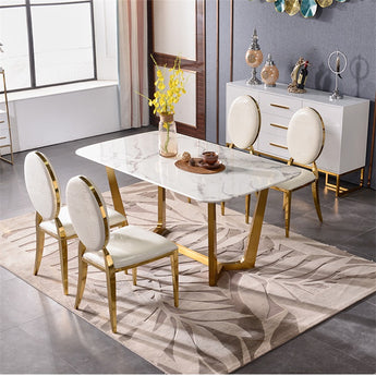 Valerie Marble Top Luxury Gold Dining Table