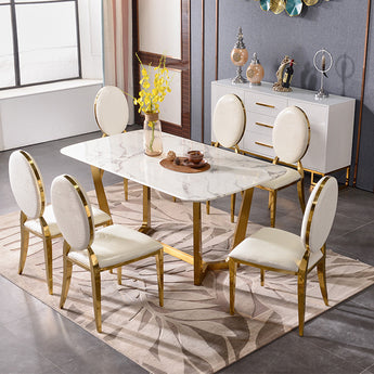 Valerie Marble Top Luxury Gold Dining Table