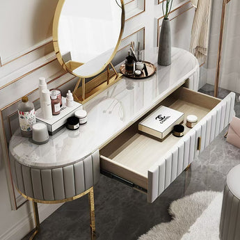 La Vienna 3 Piece Marble Top Leather Vanity Set