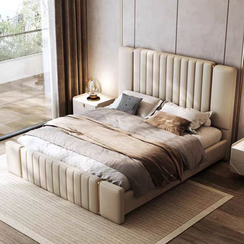Signature Victoria Upholstered Leather Solid Wood Bed Frame