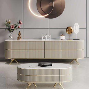 2M Luxury Signature Vienna Cabinet Paint Solid Wood Sintered Stone Top TV Unit Stand