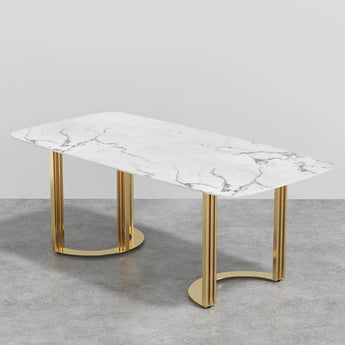 Vincenza Marble Top Luxury Gold Dining Table