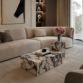 Classic Luxury Calacatta Viola Marble Modern Coffee Table
