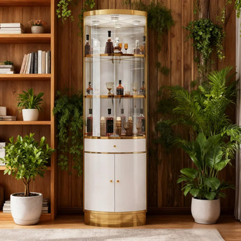 Alessia Elegant Corner Display Cabinet - White