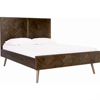 SIVAN Malaysian Dijon Acacia Solid Wood Gold Brushed Legs King Bedframe