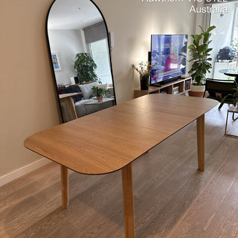 🟢 IN STOCK 1.95M WOYER Solid Wood Extendable Dining Table - Natural