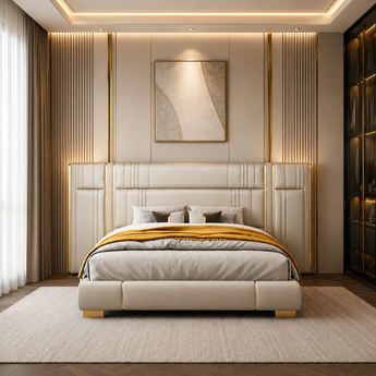 ZURICH Max Modern Luxury Beds Big Headboard Leather Upholstery Bedframe