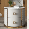 Gold Crest Leather Marble Top Nightstand - Image 3