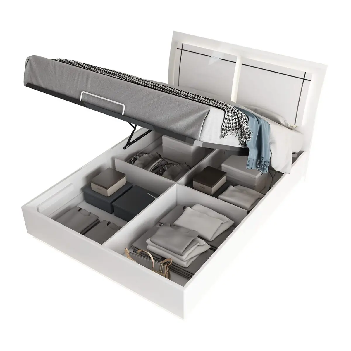 Moonstone King Size 6 Piece Bedroom Suite Set with LED Storage - Image 2