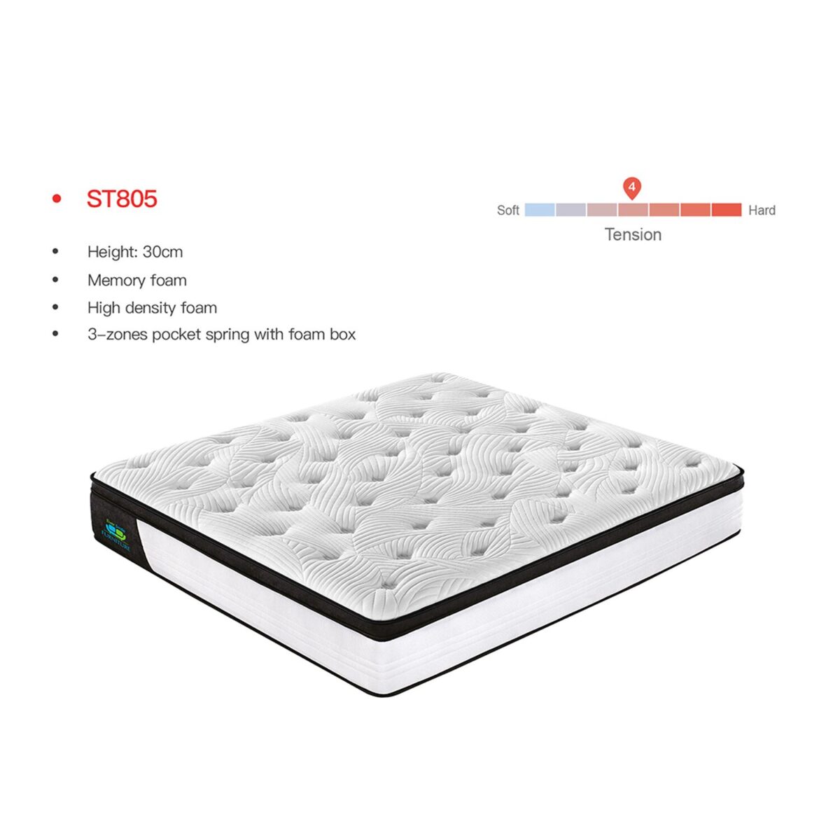 King Pocket Spring Mattress - 4 Soft Tension - Image 3