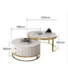 Opulent Solid Marble Stone Nesting Coffee Table Set - Black - Image 3