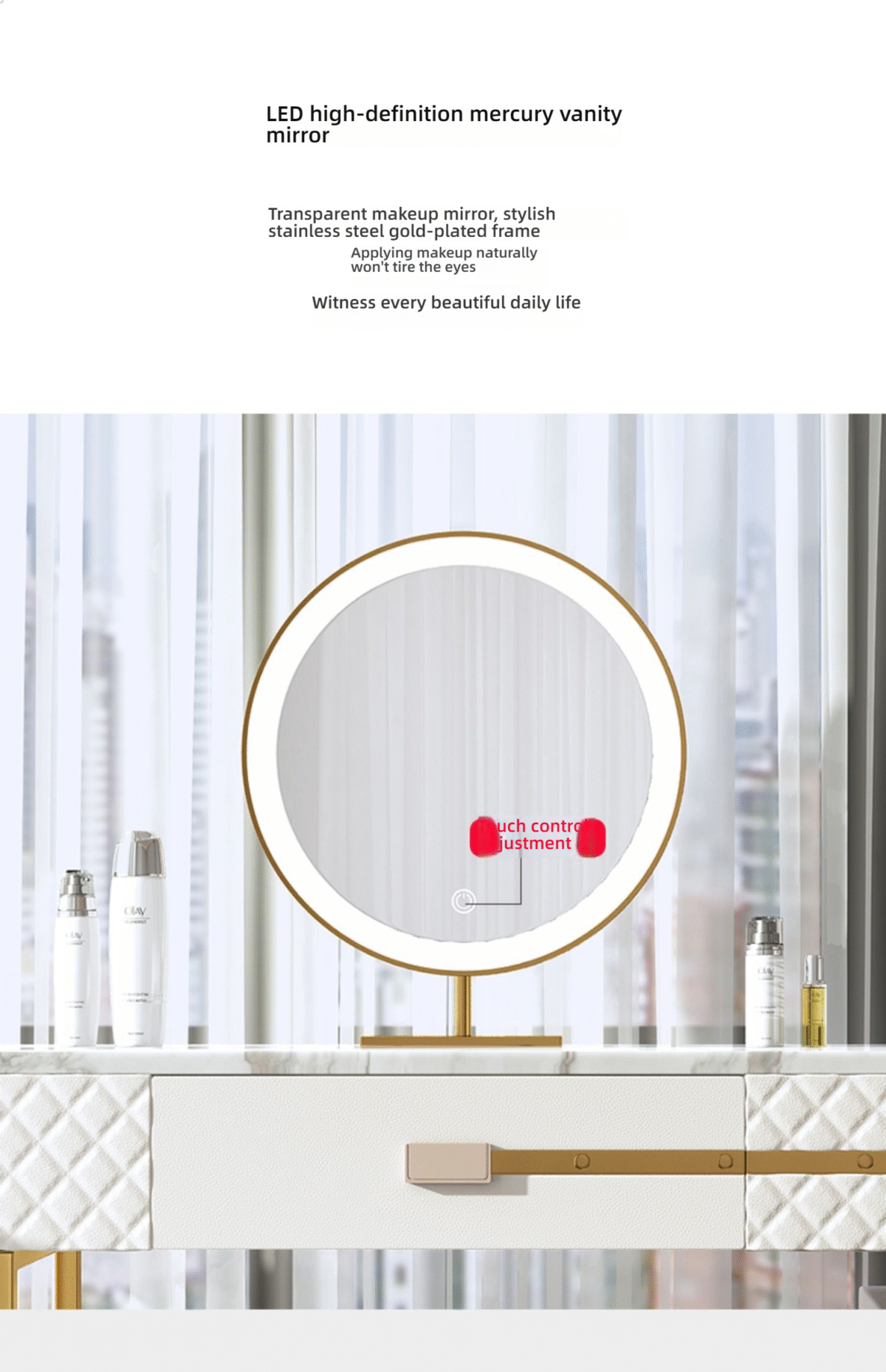 La Parisienne 3 Piece Marble Top Genuine Leather Vanity Set - Image 3