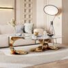 Aura Marble Nesting Coffee Table Set - Gold - Image 2