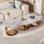 Aura Solid Marble Stone Nesting Coffee Table Set