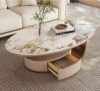 Oval Gold Marble Sintered Stone Coffee Table - Image 2