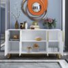 White Modern Sideboard with Gold Accents - Image 3