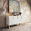 White Modern Sideboard with Gold Accents - Image 4