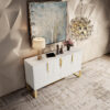 White Modern Sideboard with Gold Accents - Image 5