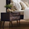 ACACIA SOLID WOOD BEDSIDE TABLE WITH 2 DRAWER