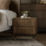 ACACIA VENEER BEDSIDE TABLE WITH 2 DRAWER