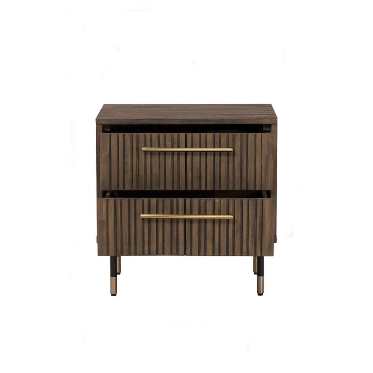 ACACIA VENEER BEDSIDE TABLE WITH 2 DRAWER - Image 2
