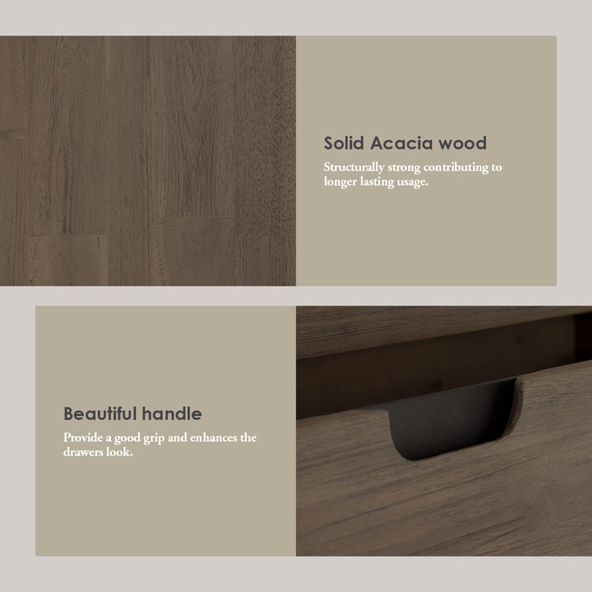 ACACIA VENEER SOLID WOOD TALL DRESSER - Image 3