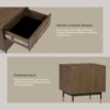 ACACIA VENEER BEDSIDE TABLE WITH 2 DRAWER - Image 4