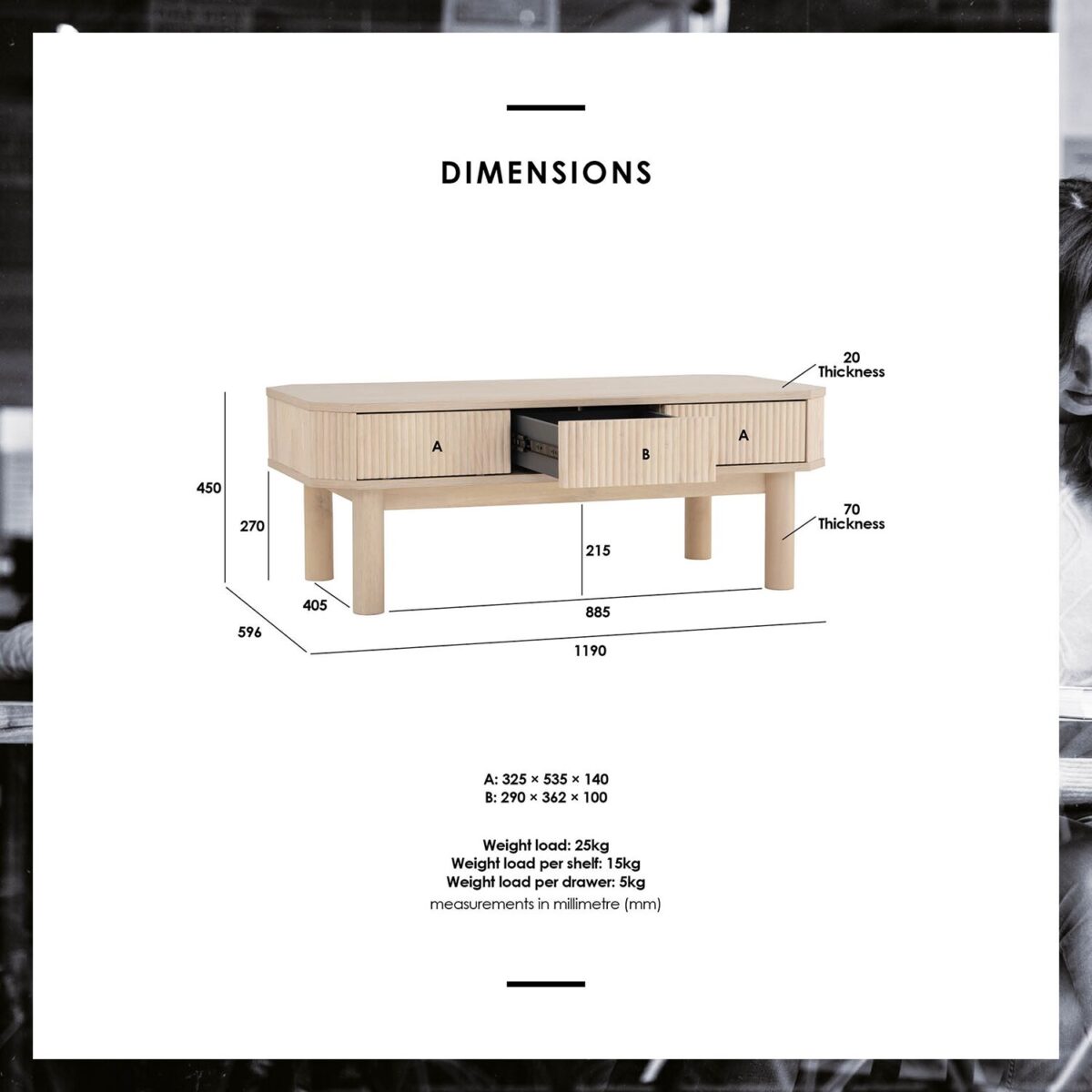 OAK VENEER COFFEE TABLE - Image 5