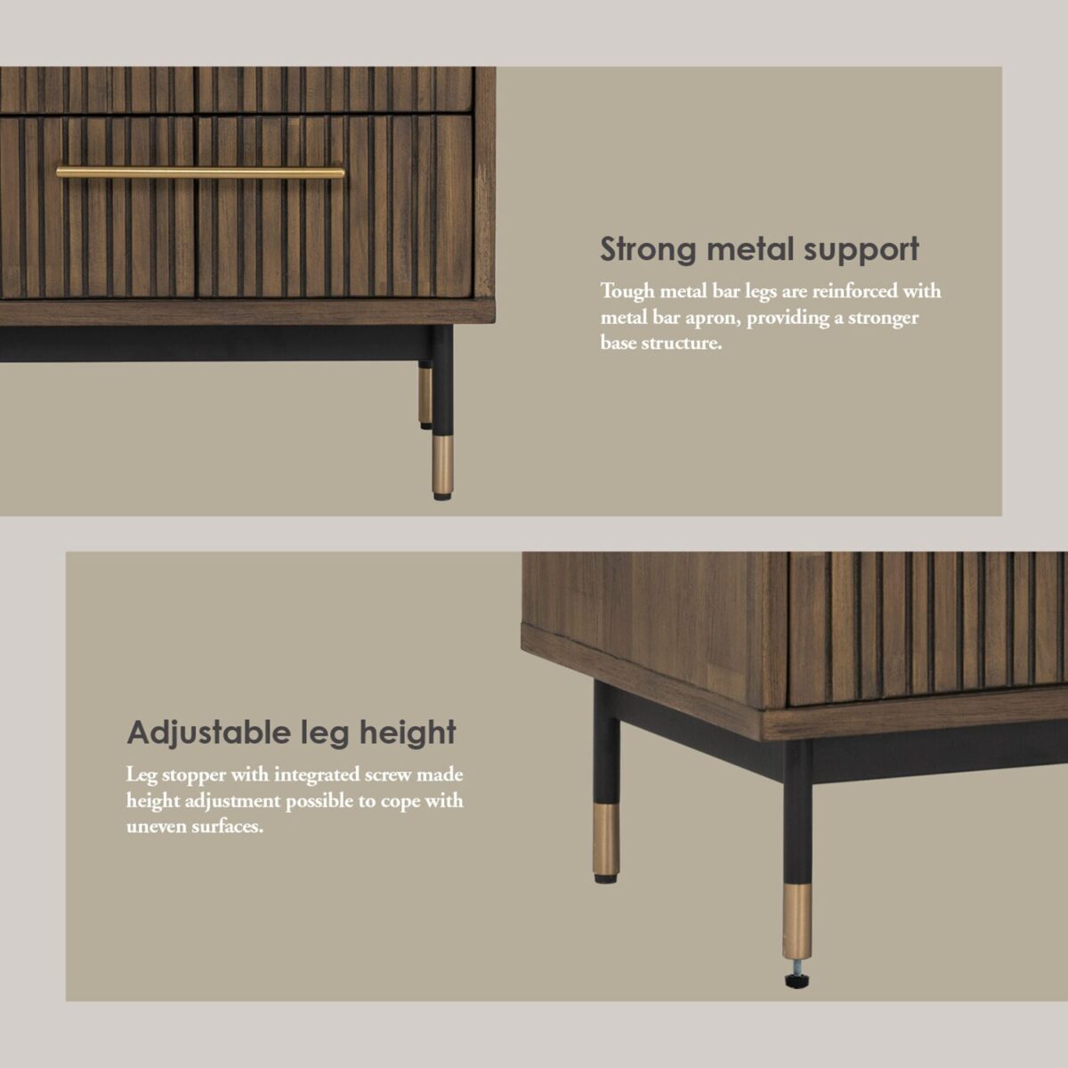 ACACIA VENEER BEDSIDE TABLE WITH 2 DRAWER - Image 5