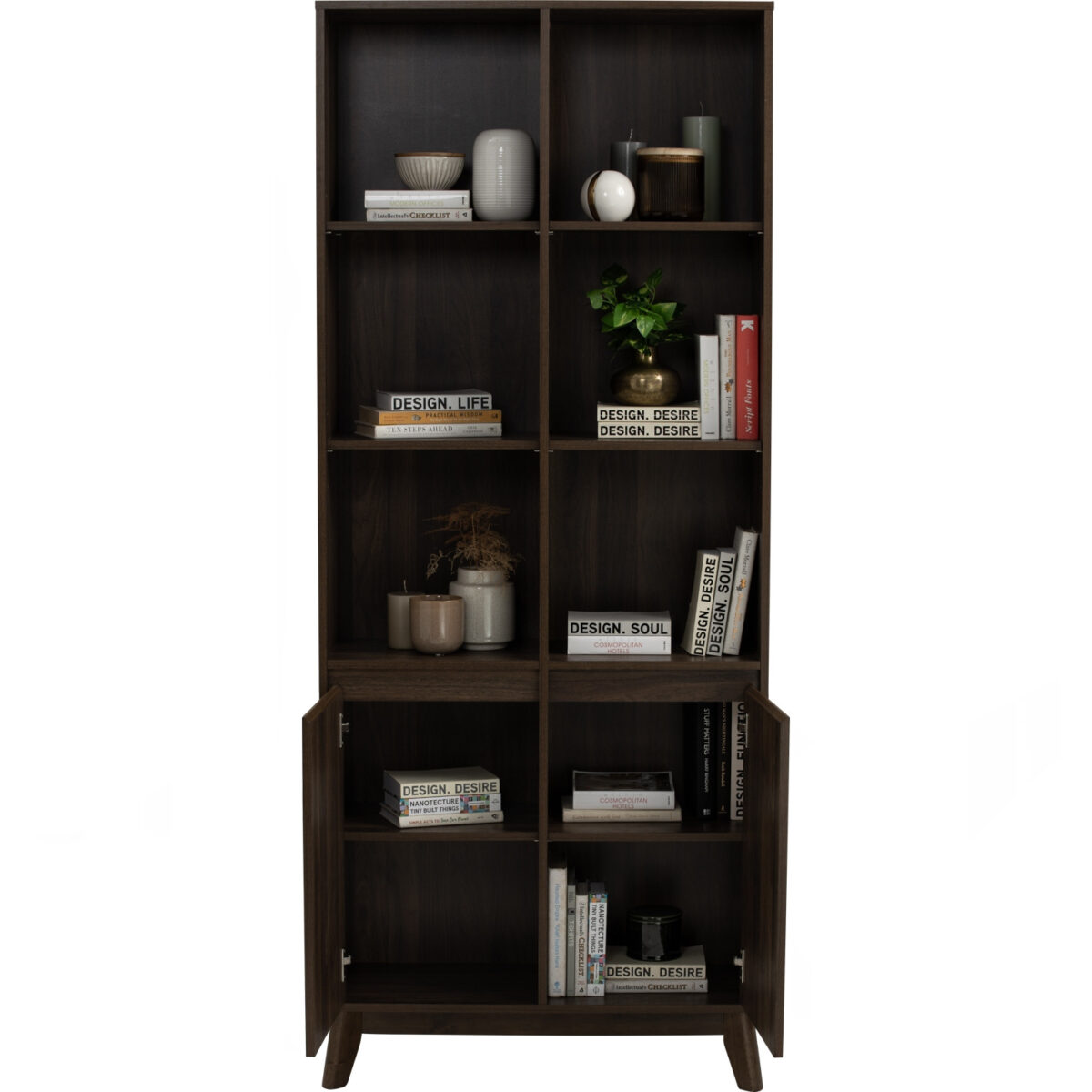 Stylish Walnut Bookshelf front