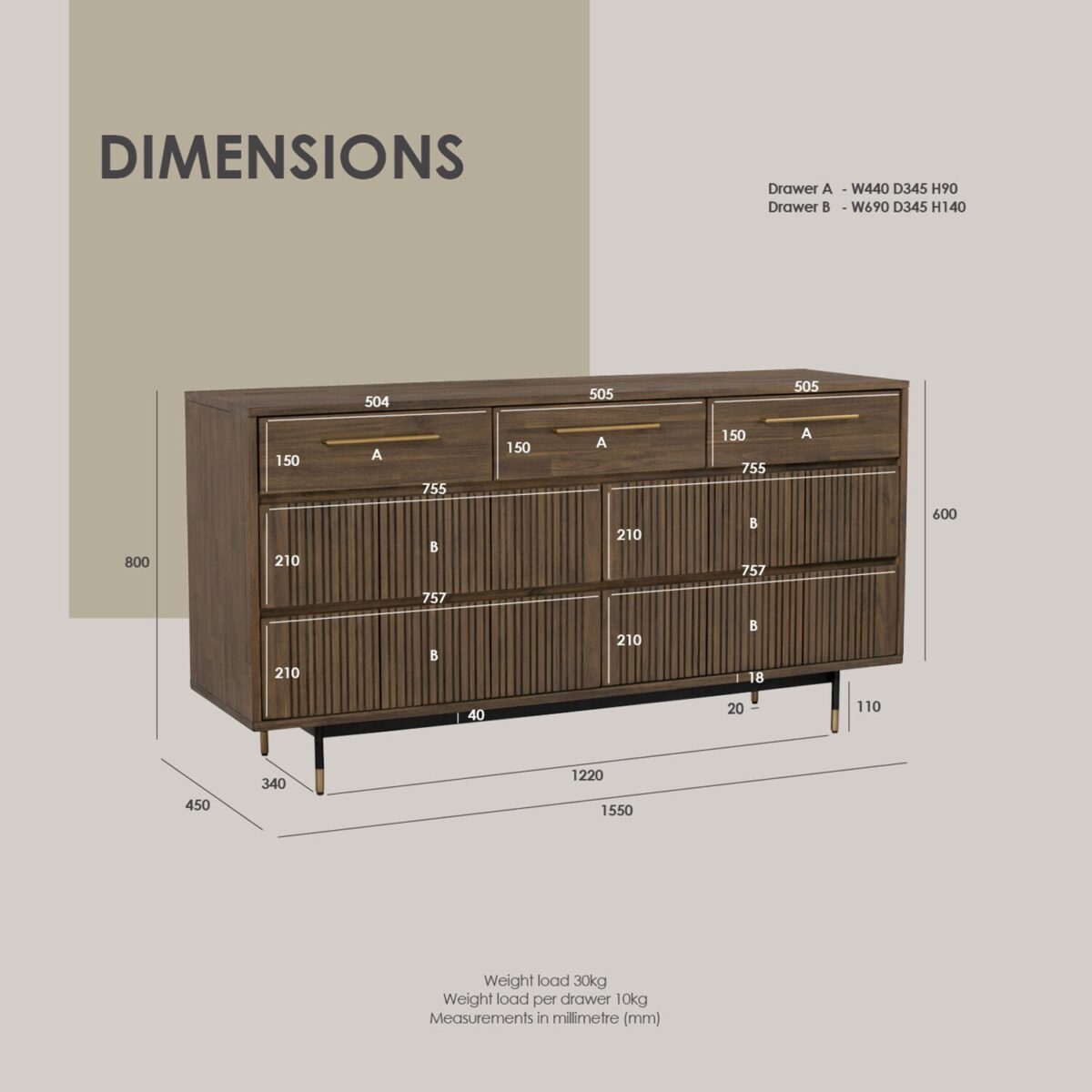 ACACIA VENEER DRESSER - Image 6