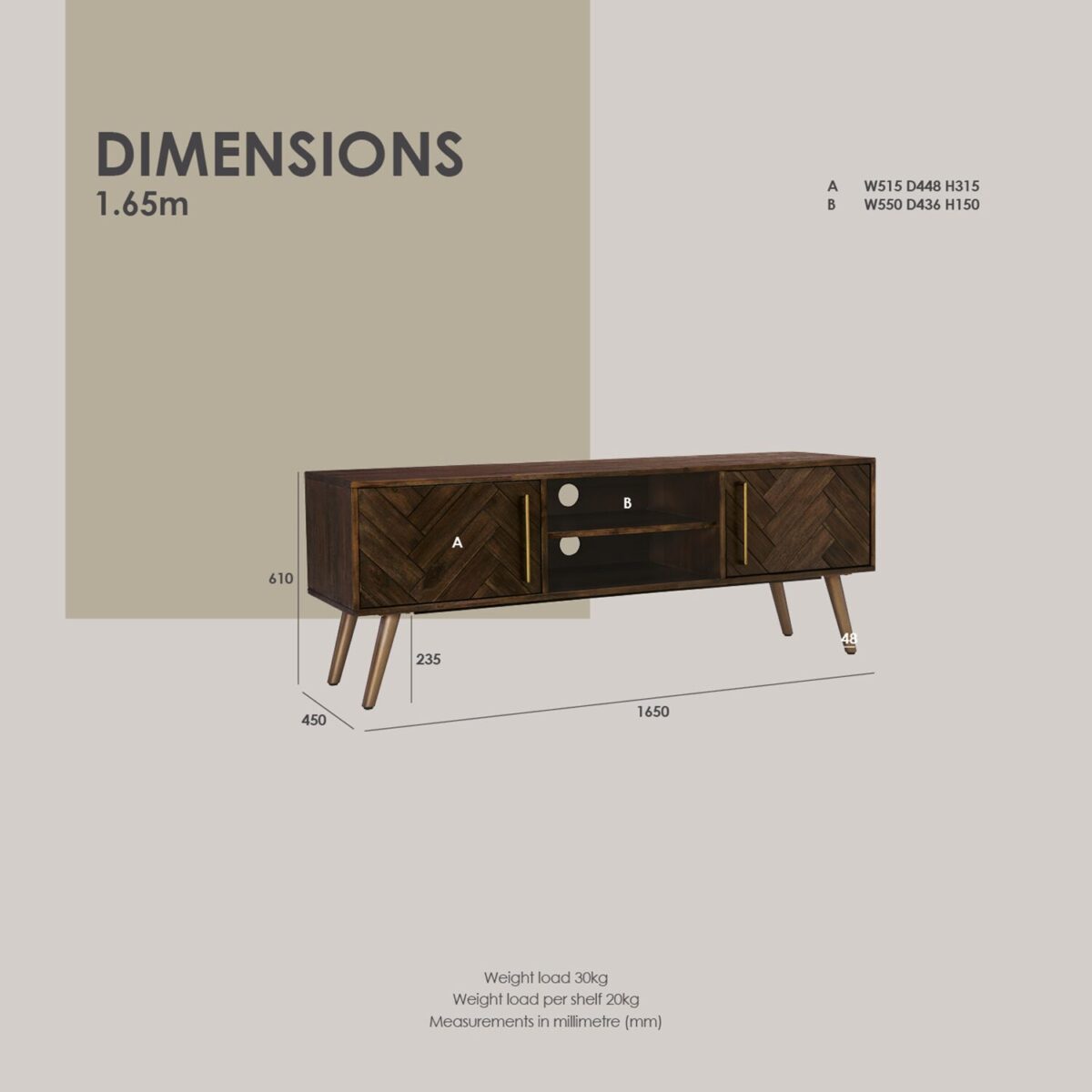 ACACIA VENEER 1.65M TV CABINET - Image 6