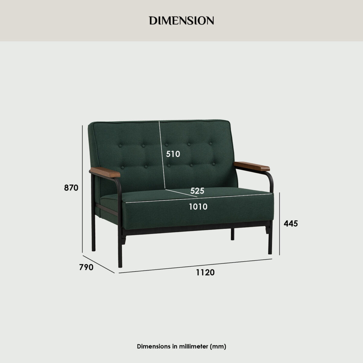 DZIRE Emerald Two Seater Sofa - Image 6