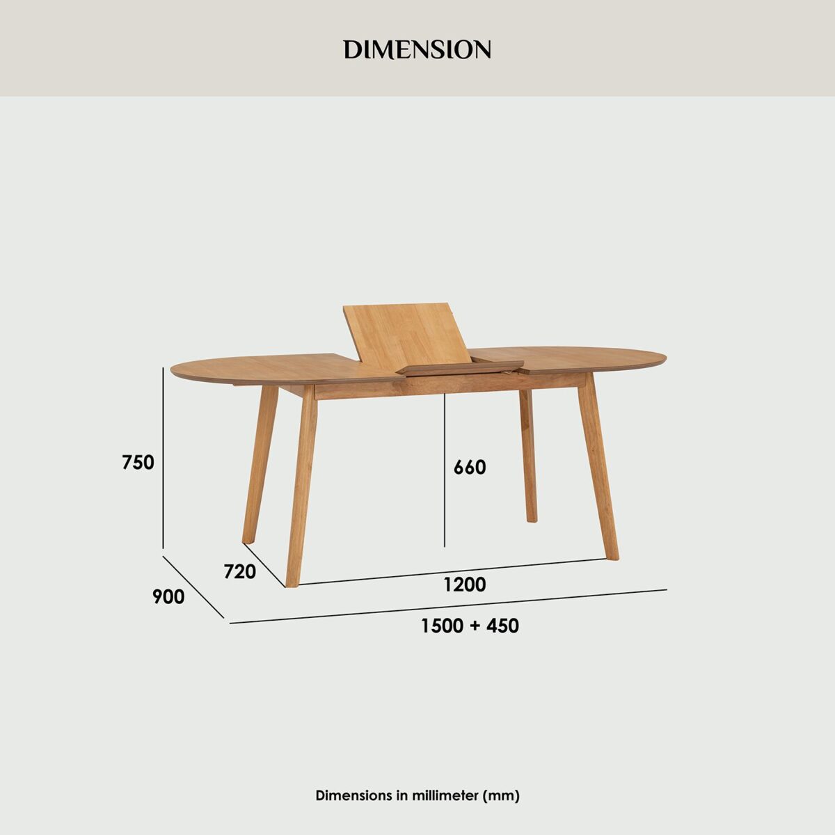 Oak Extendable Dining Table 900 X 1500 + 450 - Image 4