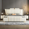 Milan Upholstered Leather Queen Size Bedframe - Image 2