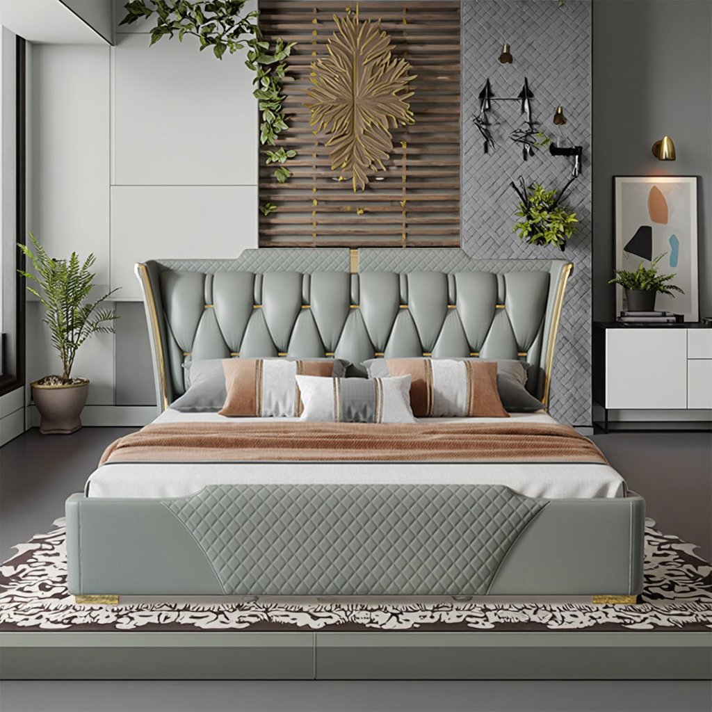 H162e3de9a4e94332996d26139df0e06bM Sweet Night Luxury King Size Bed - Green Mint - Image 1