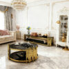 Throne Black Gold Tempered Glass Coffee Table - Image 3