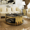 Throne Black Gold Tempered Glass Coffee Table - Image 2