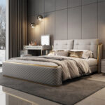 Genuine leather Modern Extra Luxury Super King Bed (Gas Lifting)