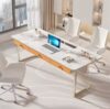 Rose Gold Marble Office Desk with Drawers & Built-In USB Power - Image 3