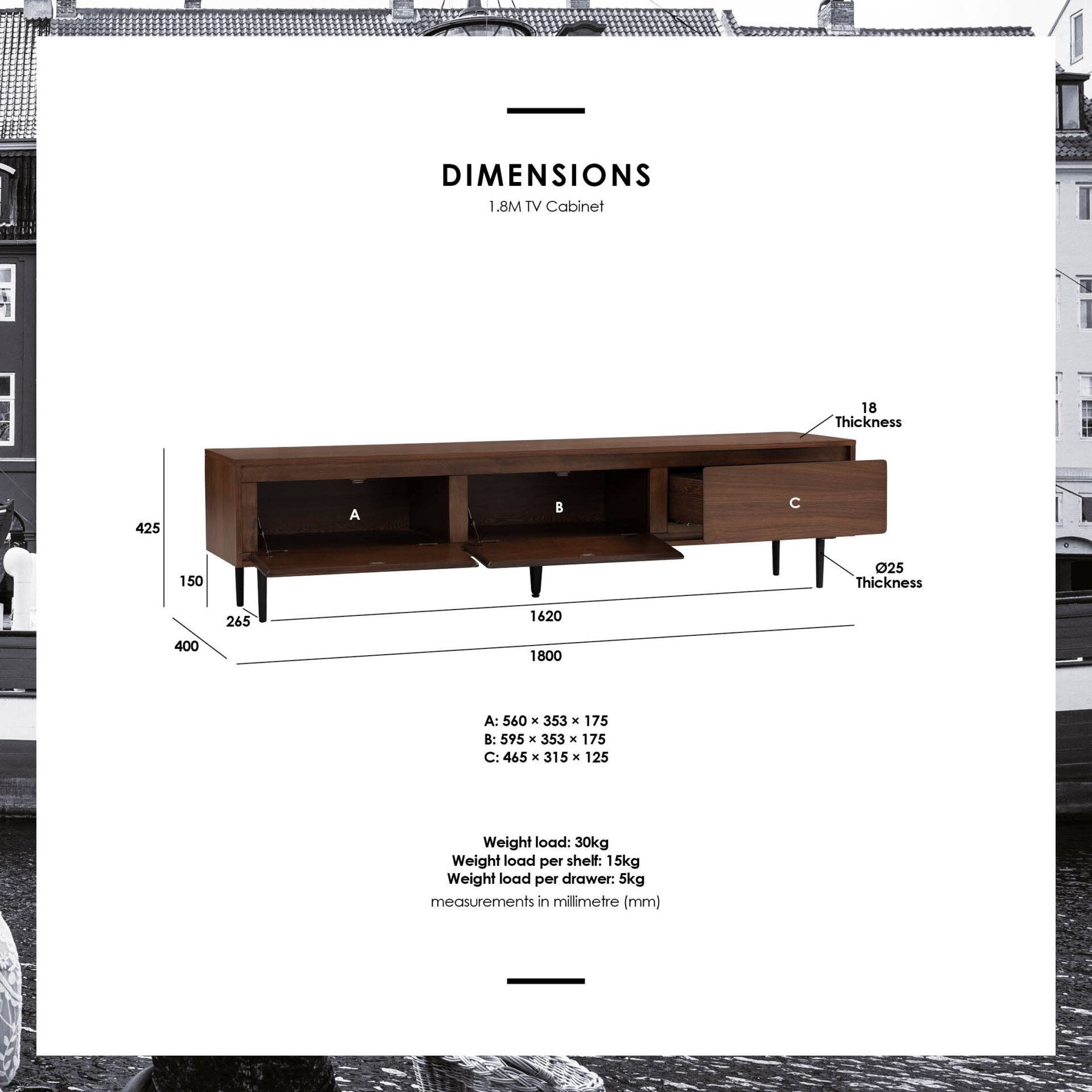 Hutto pack Hutto 1.8M TV Cabinet