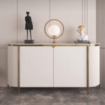 1.5M Ophelia White Gold Marble Sideboard