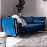 Two Seater Velvet Seater Sofa Blue