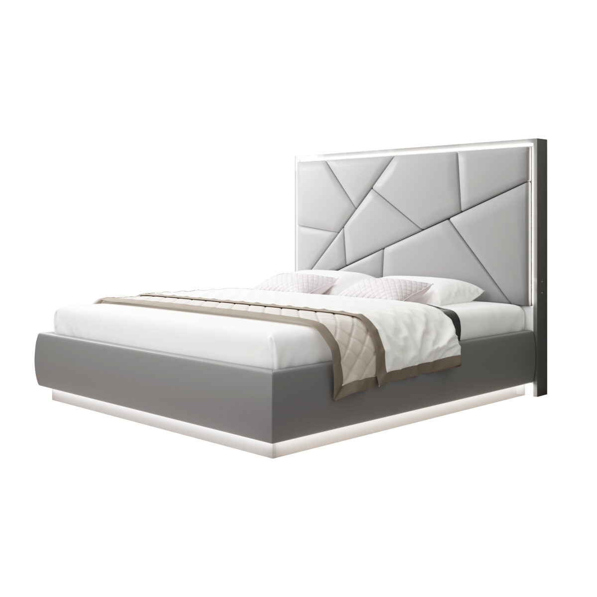 Pearl Queen Size Bedroom Suite with LED Lights with Storage High Gloss -Gas lifting - Image 5