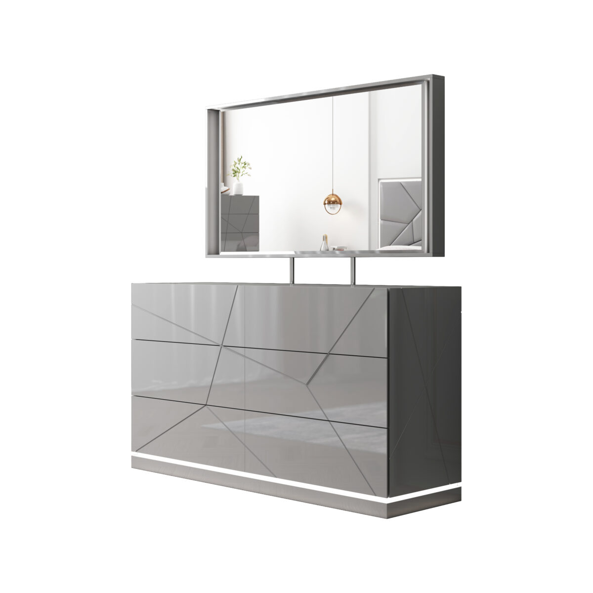 Pearl Queen Size Bedroom Suite with LED Lights with Storage High Gloss -Gas lifting - Image 6