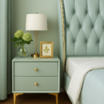 Leather Nightstand Side Table – Green Mint