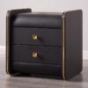 Black Gold Leather Nightstand